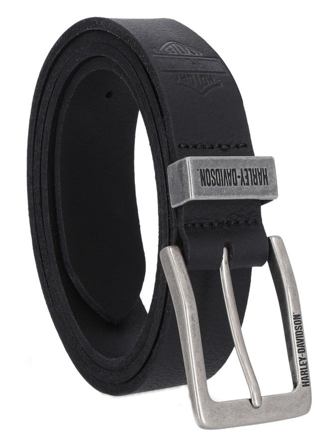 HARLEY DAVIDSON Harley-Davidson Men's Metal Keeper Bar & Shield Logo Leather Belt, Black (L) - Image 1